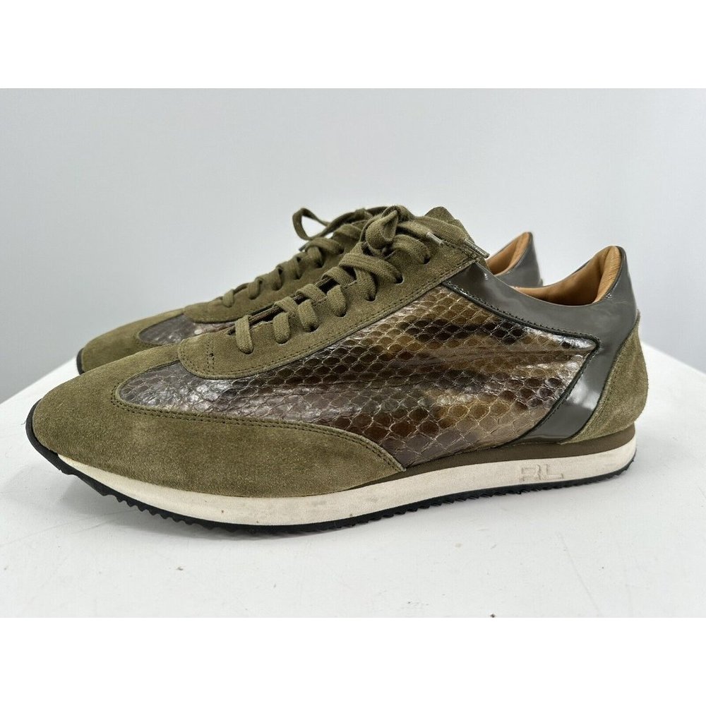 Ralph Lauren Purple label suede & Snakeskin Sneakers Made Italy 10.5-narrow - Picture 6 of 14